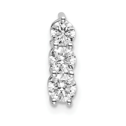 14k White Gold 1/2 Ct. Lab Grown Diamond VS/SI+ G+ Three Stone Chain Slide Pendant