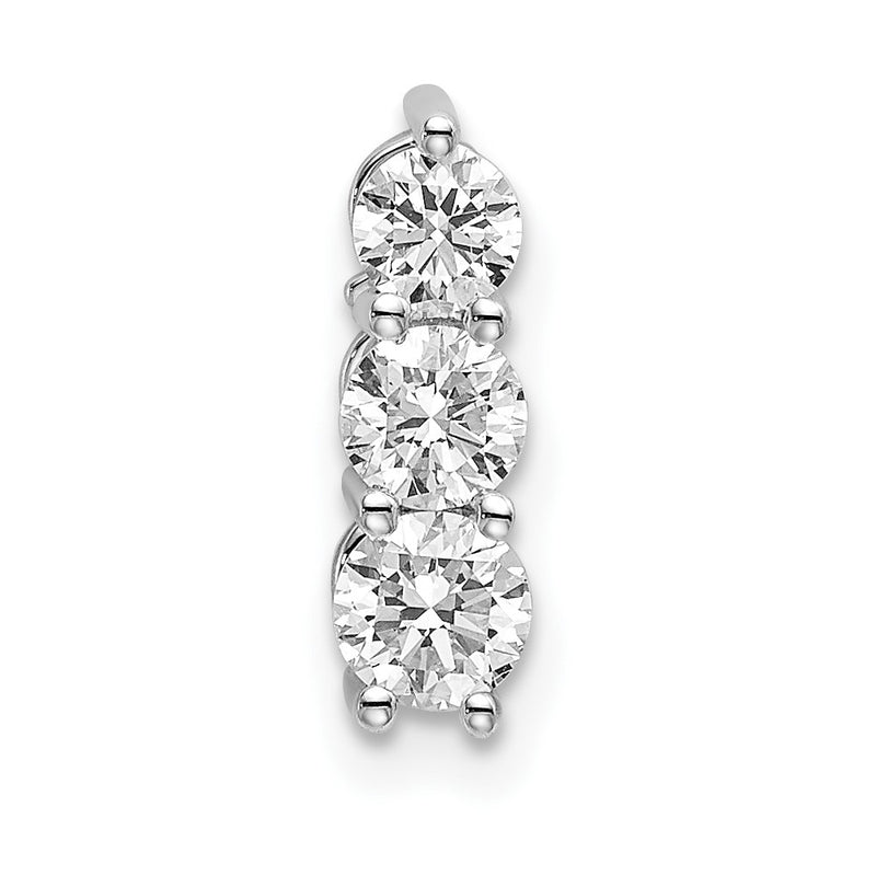 14k White Gold 1/2 Ct. Lab Grown Diamond VS/SI+ G+ Three Stone Chain Slide Pendant