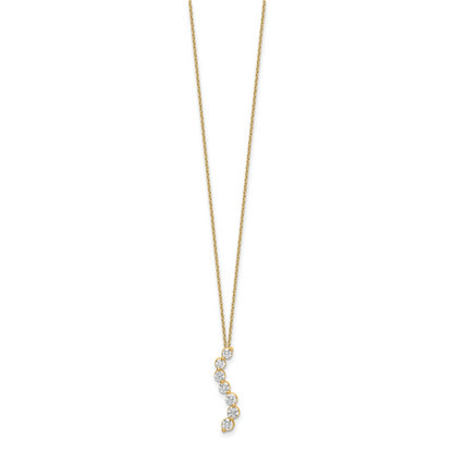 14k Yellow Gold White 3/4 Ct. Lab Grown Diamond VS/SI+ G+ 18 inch Seven Stone Curved Bar Pendant Necklace