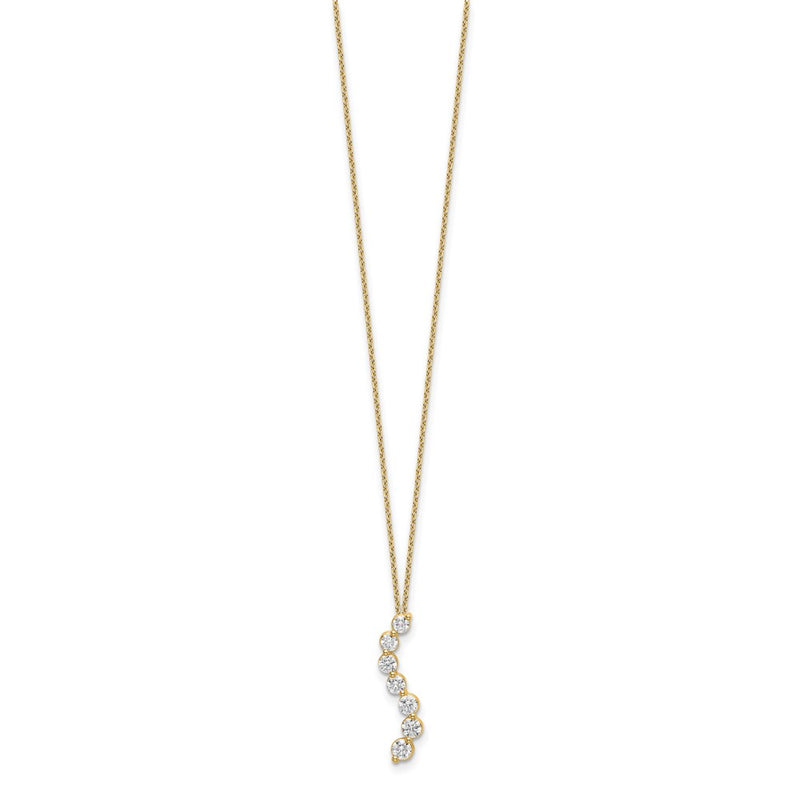 14k Yellow Gold White 3/4 Ct. Lab Grown Diamond VS/SI+ G+ 18 inch Seven Stone Curved Bar Pendant Necklace