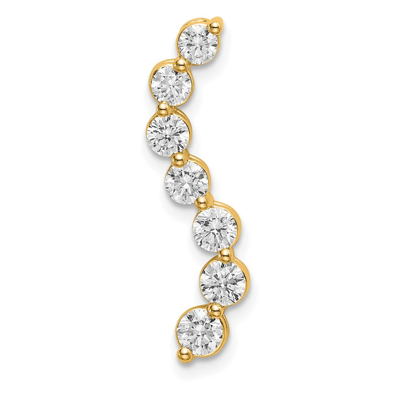14k Yellow Gold 3/4 Ct. Lab Grown Diamond VS/SI+ G+ Seven Stone Curved Bar Chain Slide Pendant