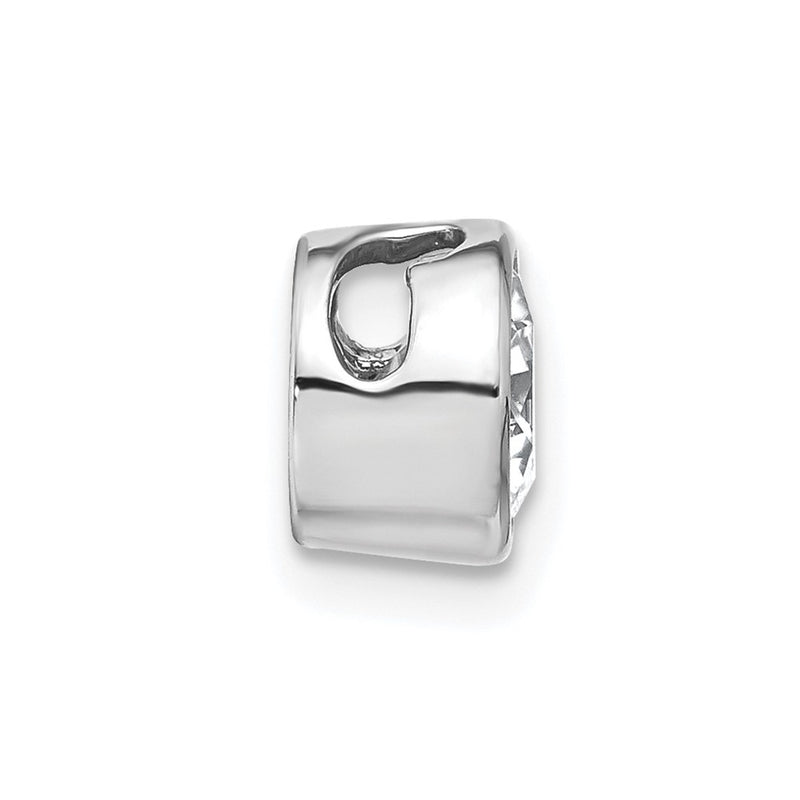 14k White Gold 1 Ct. Lab Grown Diamond VS/SI+ G+ Round Bezel Chain Slide Pendant