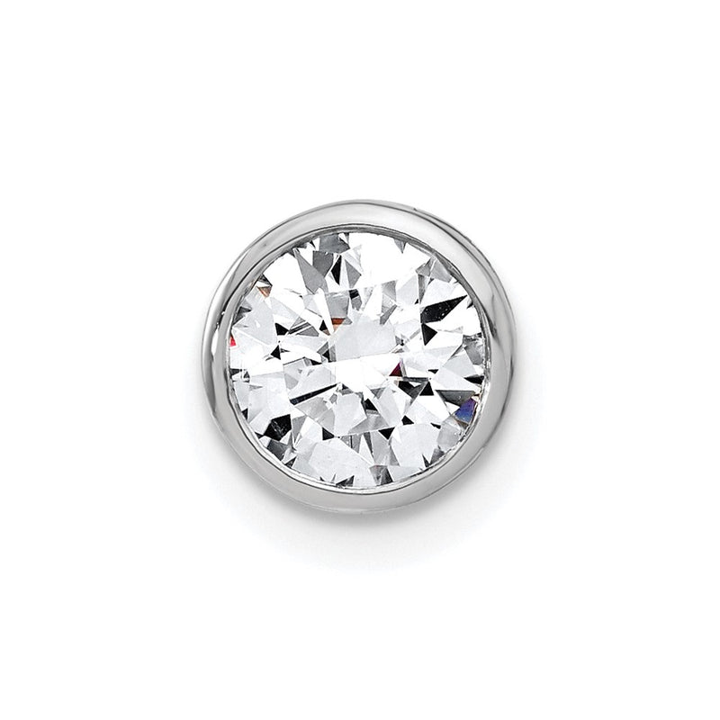 14k White Gold 1 Ct. Lab Grown Diamond VS/SI+ G+ Round Bezel Chain Slide Pendant