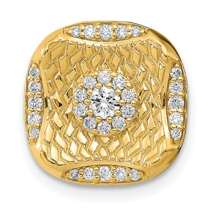 14K Yellow Gold Polished Real Diamond Square Weave Chain Slide