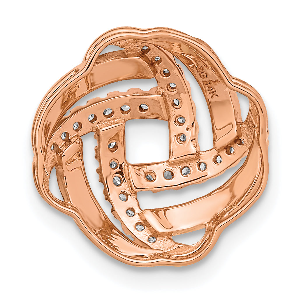 14K Rose Gold Lab Grown VS/SI+ G+ Diamond Love Knot Chain Slide