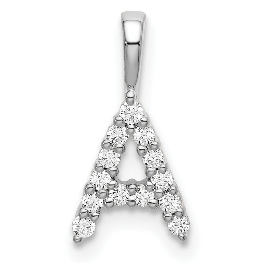 14k White Gold 1/8 Ct. Lab Grown Diamond VS/SI+ G+ Letter A Initial Pendant