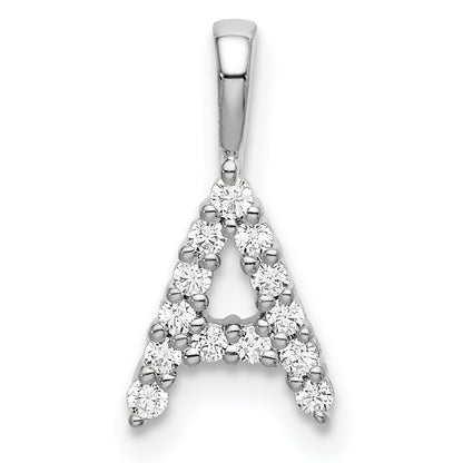 14k White Gold 1/8 Ct. Lab Grown Diamond VS/SI+ G+ Letter A Initial Pendant