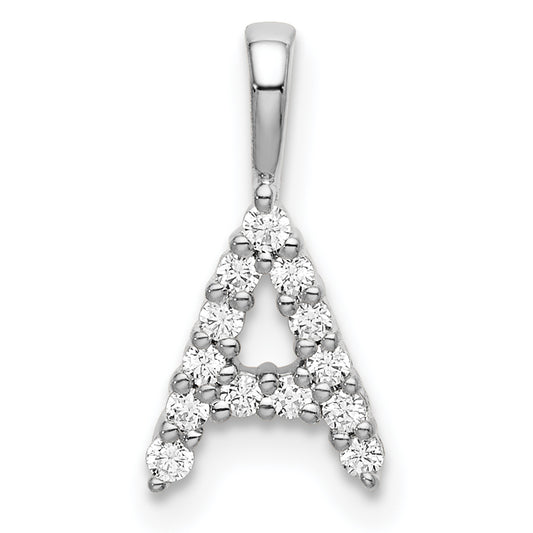 14k White Gold 1/8 Ct. Lab Grown Diamond VS/SI+ G+ Letter A Initial Pendant