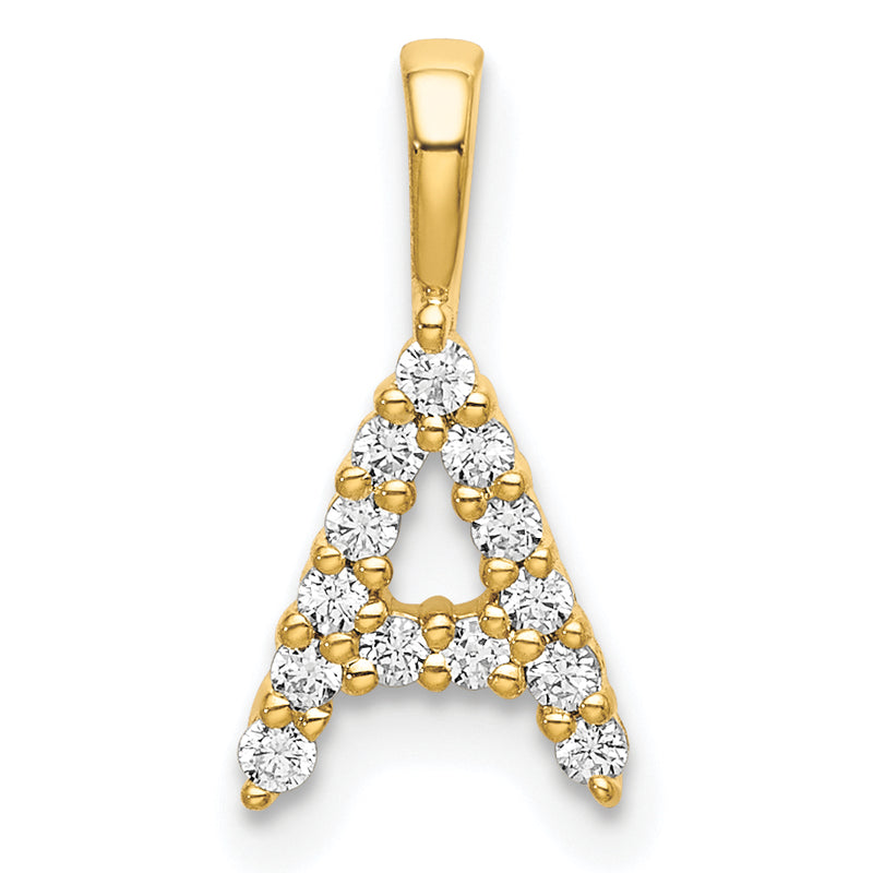 14k Yellow Gold 1/8 Ct. Lab Grown Diamond VS/SI+ G+ Letter A Initial Pendant
