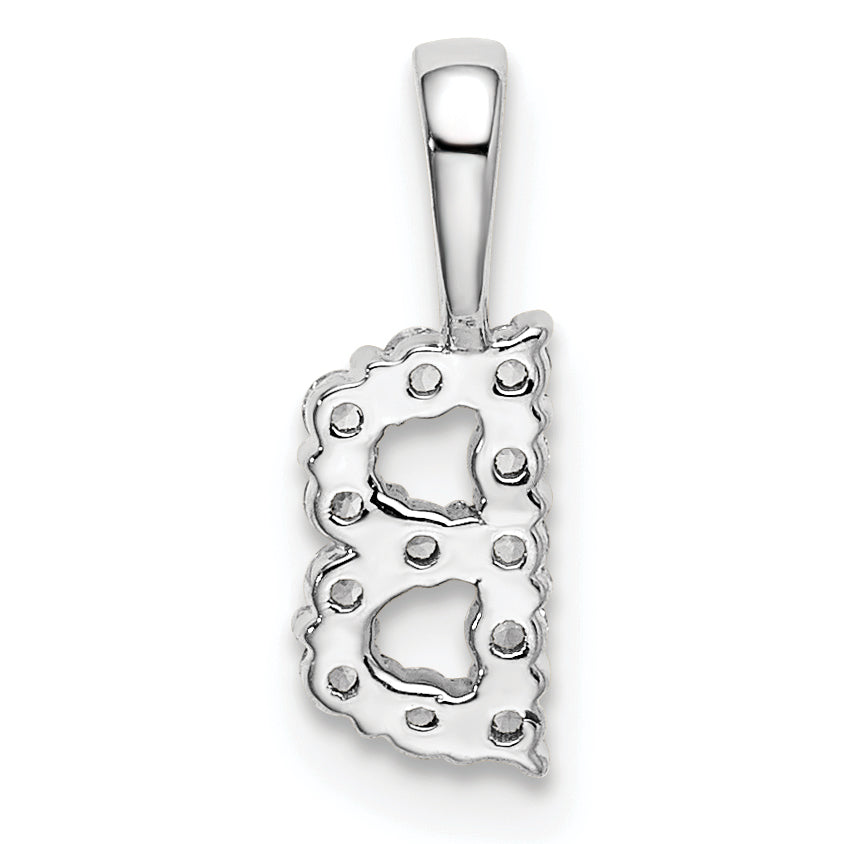 14k White Gold 1/8 Ct. Lab Grown Diamond VS/SI+ G+ Letter B Intitial Pendant