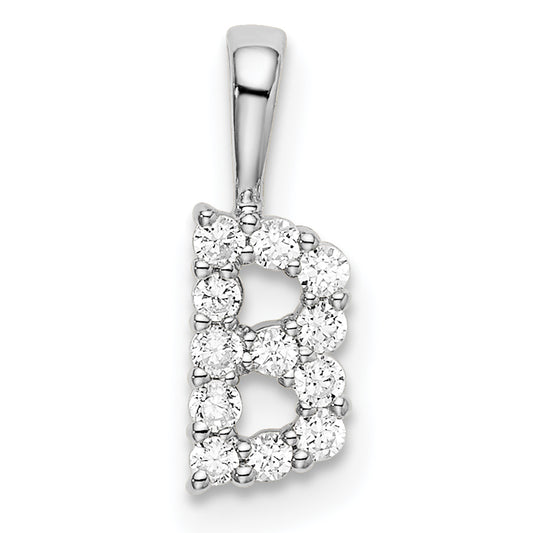 14k White Gold 1/8 Ct. Lab Grown Diamond VS/SI+ G+ Letter B Intitial Pendant
