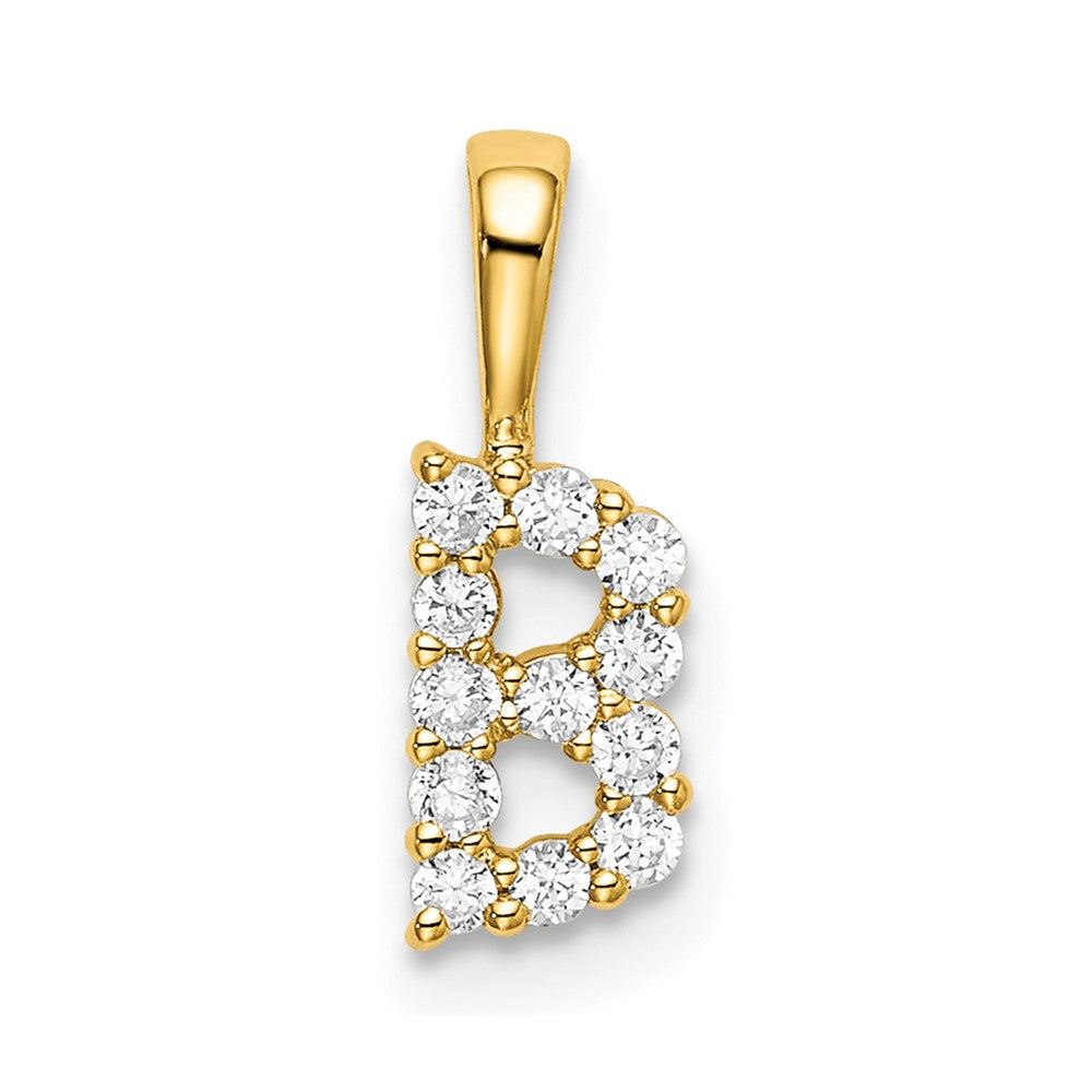 14k Yellow Gold 1/8 Ct. Lab Grown Diamond VS/SI+ G+ Letter B Intitial Pendant