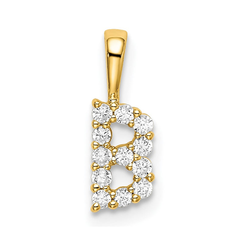 14k Yellow Gold 1/8 Ct. Lab Grown Diamond VS/SI+ G+ Letter B Intitial Pendant