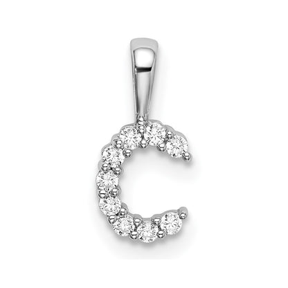 14k White Gold 1/10 Ct. Lab Grown Diamond VS/SI+ G+ Letter C Initial Pendant