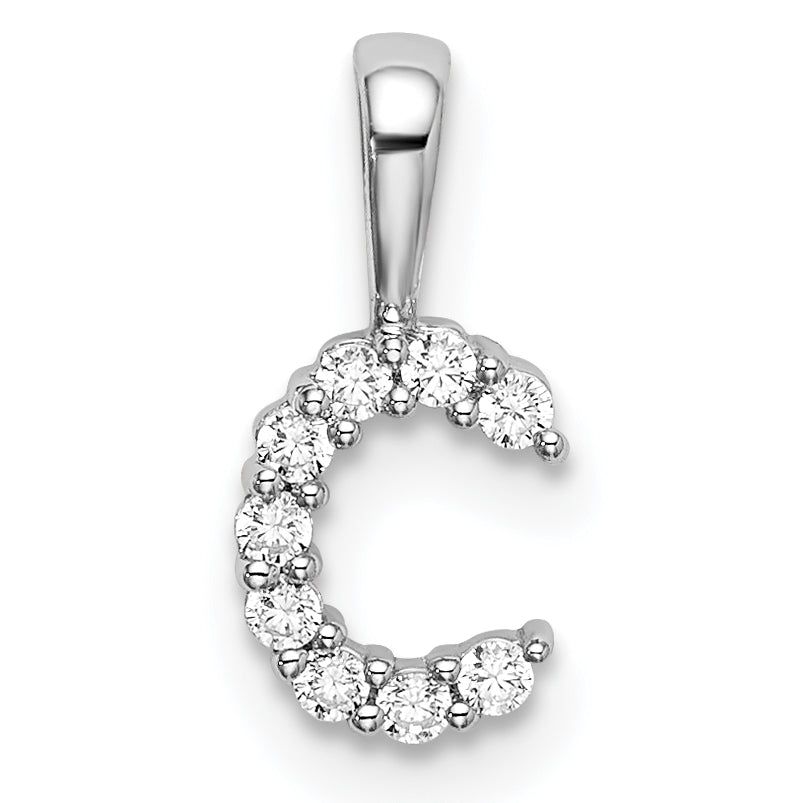 14k White Gold 1/10 Ct. Lab Grown Diamond VS/SI+ G+ Letter C Initial Pendant