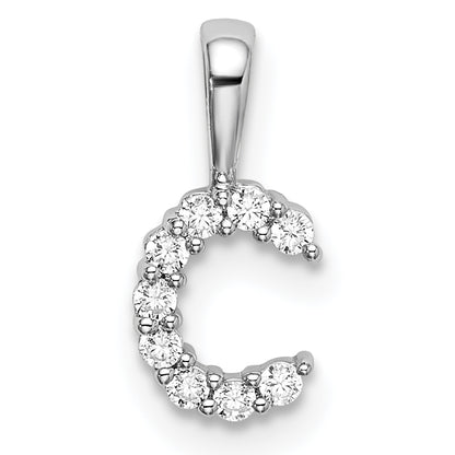 14k White Gold 1/10 Ct. Lab Grown Diamond VS/SI+ G+ Letter C Initial Pendant