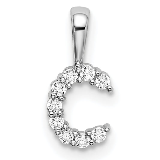 14k White Gold 1/10 Ct. Lab Grown Diamond VS/SI+ G+ Letter C Initial Pendant