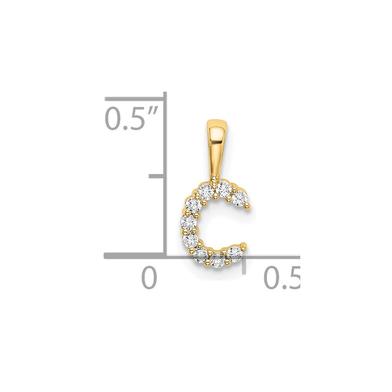 14k Yellow Gold 1/10 Ct. Lab Grown Diamond VS/SI+ G+ Letter C Initial Pendant
