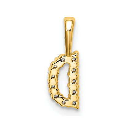 14k Yellow Gold 1/10 Ct. Lab Grown Diamond VS/SI+ G+ Letter D Initial Pendant