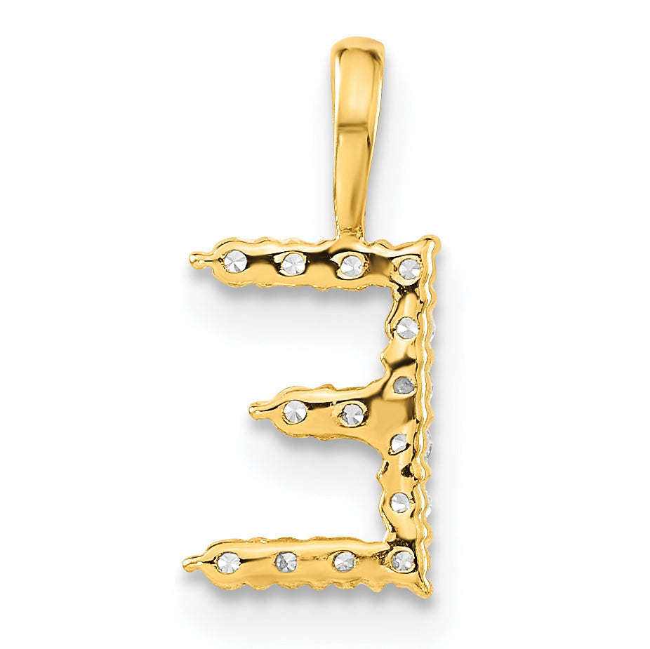 14k Yellow Gold 1/8 Ct. Lab Grown Diamond VS/SI+ G+ Letter E Initial Pendant