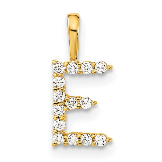 14k Yellow Gold 1/8 Ct. Lab Grown Diamond VS/SI+ G+ Letter E Initial Pendant