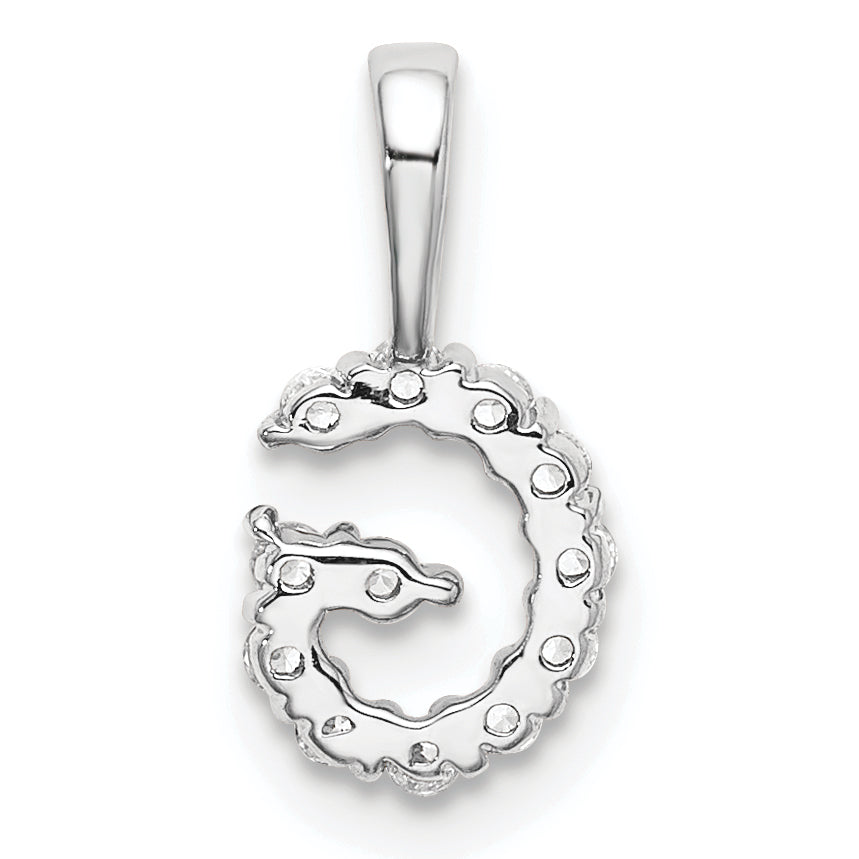 14k White Gold 1/8 Ct. Lab Grown Diamond VS/SI+ G+ Letter G Intitial Pendant