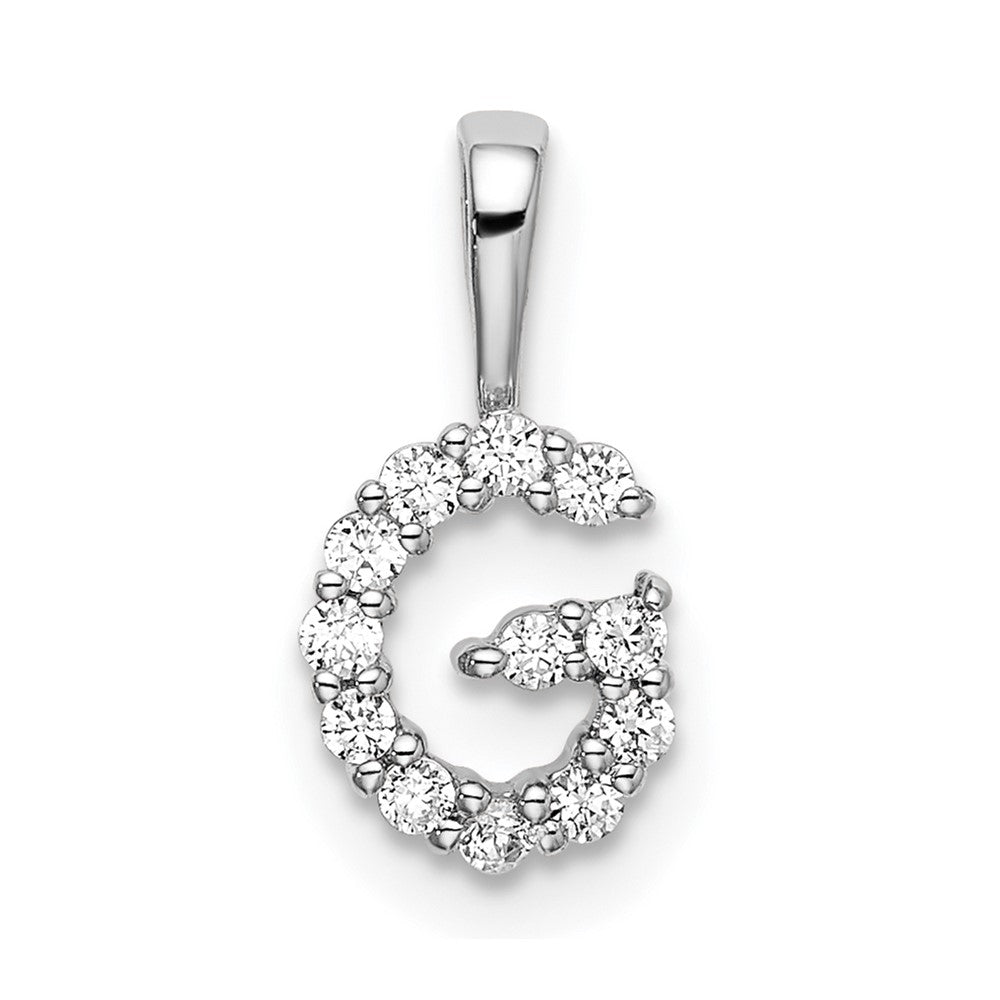 14k White Gold 1/8 Ct. Lab Grown Diamond VS/SI+ G+ Letter G Intitial Pendant