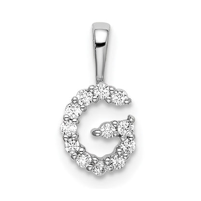14k White Gold 1/8 Ct. Lab Grown Diamond VS/SI+ G+ Letter G Intitial Pendant