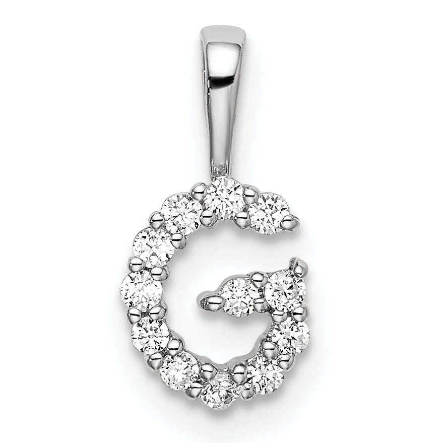 14k White Gold 1/8 Ct. Lab Grown Diamond VS/SI+ G+ Letter G Intitial Pendant