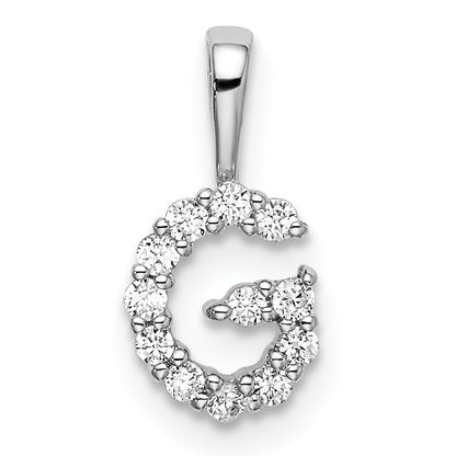14k White Gold 1/8 Ct. Lab Grown Diamond VS/SI+ G+ Letter G Intitial Pendant