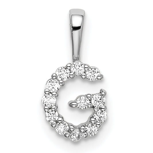 14k White Gold 1/8 Ct. Lab Grown Diamond VS/SI+ G+ Letter G Intitial Pendant
