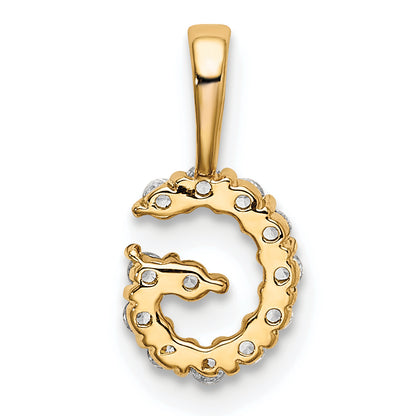 14k Yellow Gold 1/8 Ct. Lab Grown Diamond VS/SI+ G+ Letter G Intitial Pendant