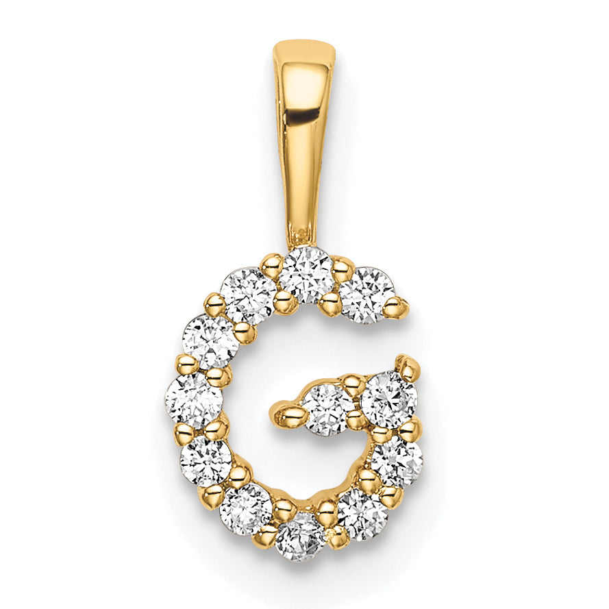 14k Yellow Gold 1/8 Ct. Lab Grown Diamond VS/SI+ G+ Letter G Intitial Pendant