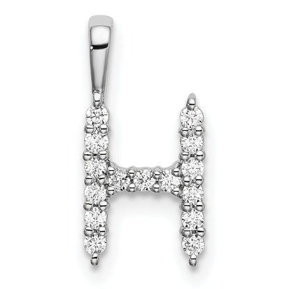 14k White Gold 1/6 Ct. Lab Grown Diamond VS/SI+ G+ Letter H Initial Pendant