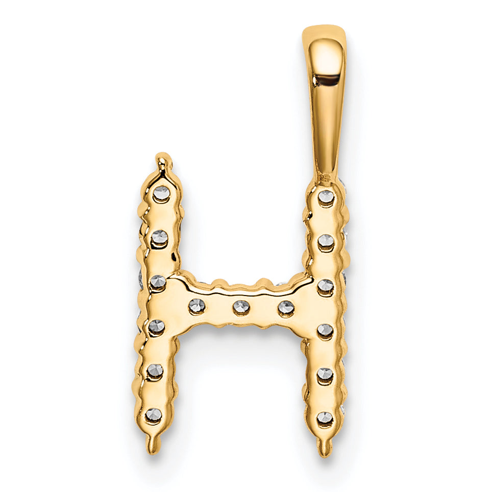 14k Yellow Gold 1/6 Ct. Lab Grown Diamond VS/SI+ G+ Letter H Initial Pendant