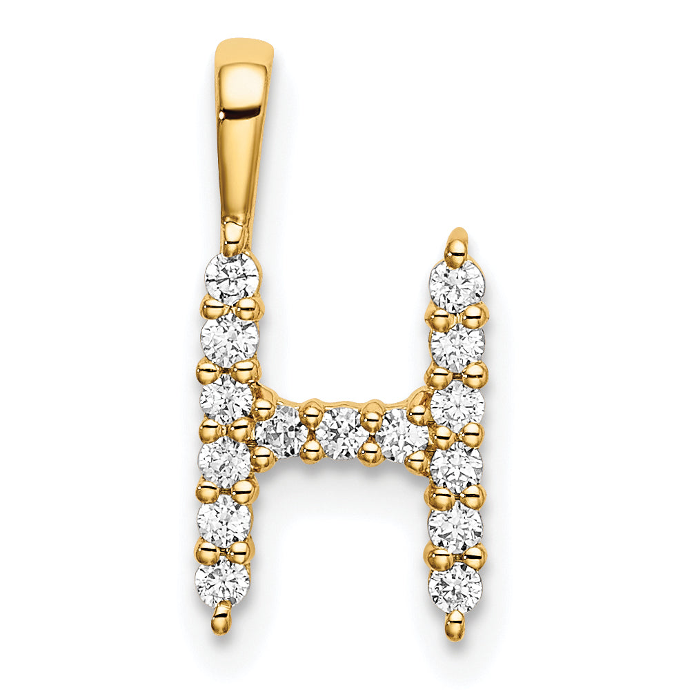 14k Yellow Gold 1/6 Ct. Lab Grown Diamond VS/SI+ G+ Letter H Initial Pendant