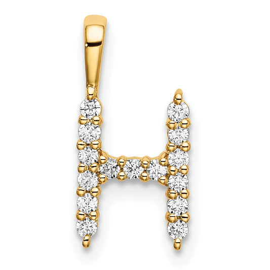 14k Yellow Gold 1/6 Ct. Lab Grown Diamond VS/SI+ G+ Letter H Initial Pendant