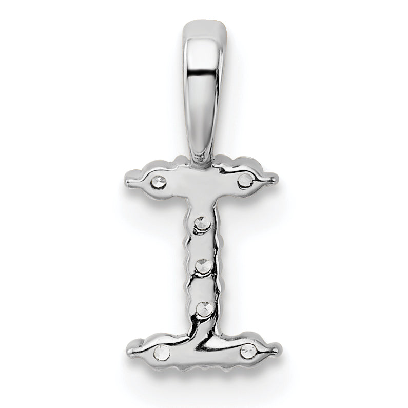 14k White Gold 1/10 Ct. Lab Grown Diamond VS/SI+ G+ Letter I Initial Pendant