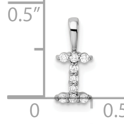 14k White Gold 1/10 Ct. Lab Grown Diamond VS/SI+ G+ Letter I Initial Pendant
