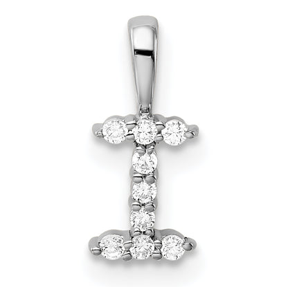 14k White Gold 1/10 Ct. Lab Grown Diamond VS/SI+ G+ Letter I Initial Pendant