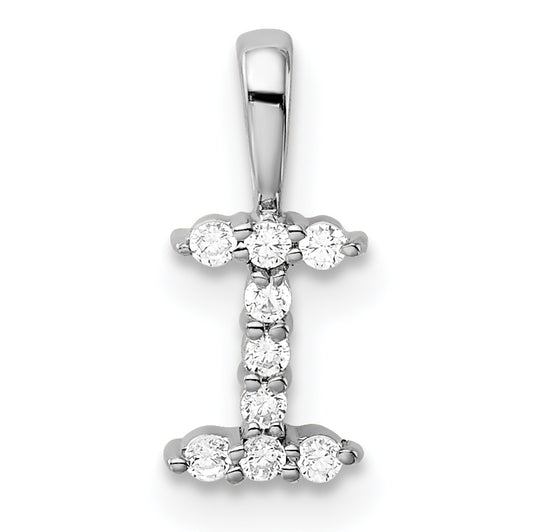 14k White Gold 1/10 Ct. Lab Grown Diamond VS/SI+ G+ Letter I Initial Pendant