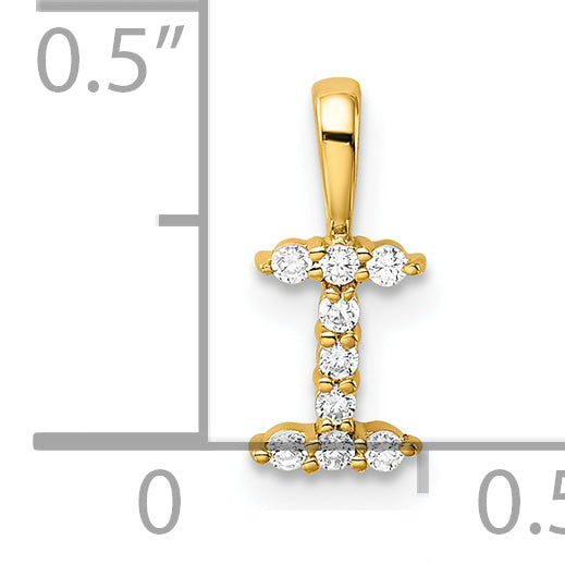 10k Yellow Gold Lab Grown VS/SI+ G+ Diamond Letter I Initial Pendant