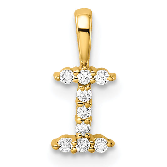 10k Yellow Gold Lab Grown VS/SI+ G+ Diamond Letter I Initial Pendant