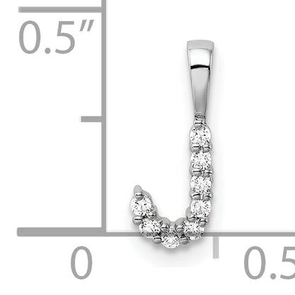14k White Gold 1/10 Ct. Lab Grown Diamond VS/SI+ G+ Letter J Initial Pendant