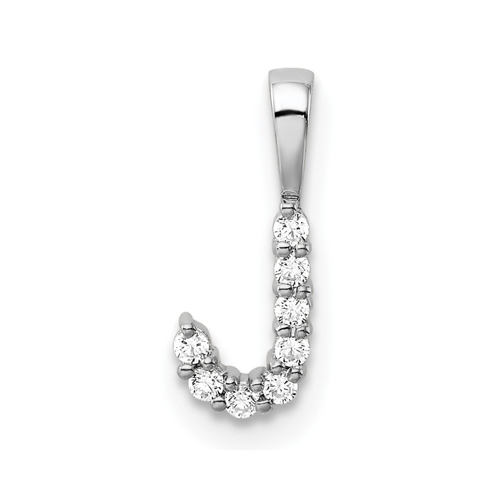 14k White Gold 1/10 Ct. Lab Grown Diamond VS/SI+ G+ Letter J Initial Pendant