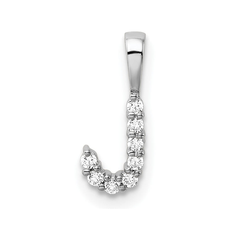 14k White Gold 1/10 Ct. Lab Grown Diamond VS/SI+ G+ Letter J Initial Pendant
