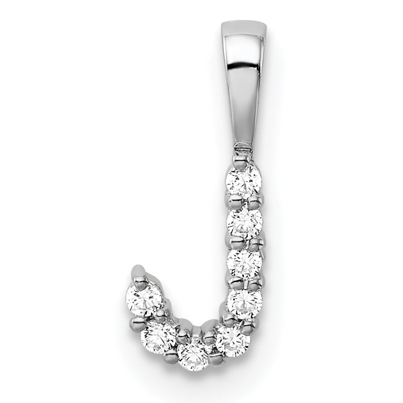 14k White Gold 1/10 Ct. Lab Grown Diamond VS/SI+ G+ Letter J Initial Pendant