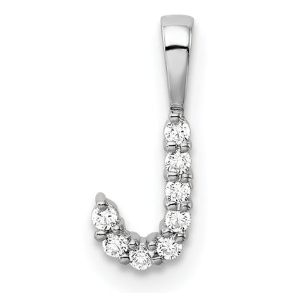 14k White Gold 1/10 Ct. Lab Grown Diamond VS/SI+ G+ Letter J Initial Pendant