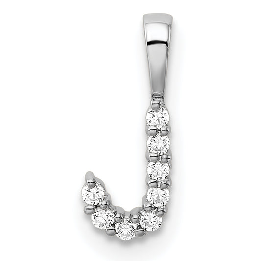 14k White Gold 1/10 Ct. Lab Grown Diamond VS/SI+ G+ Letter J Initial Pendant