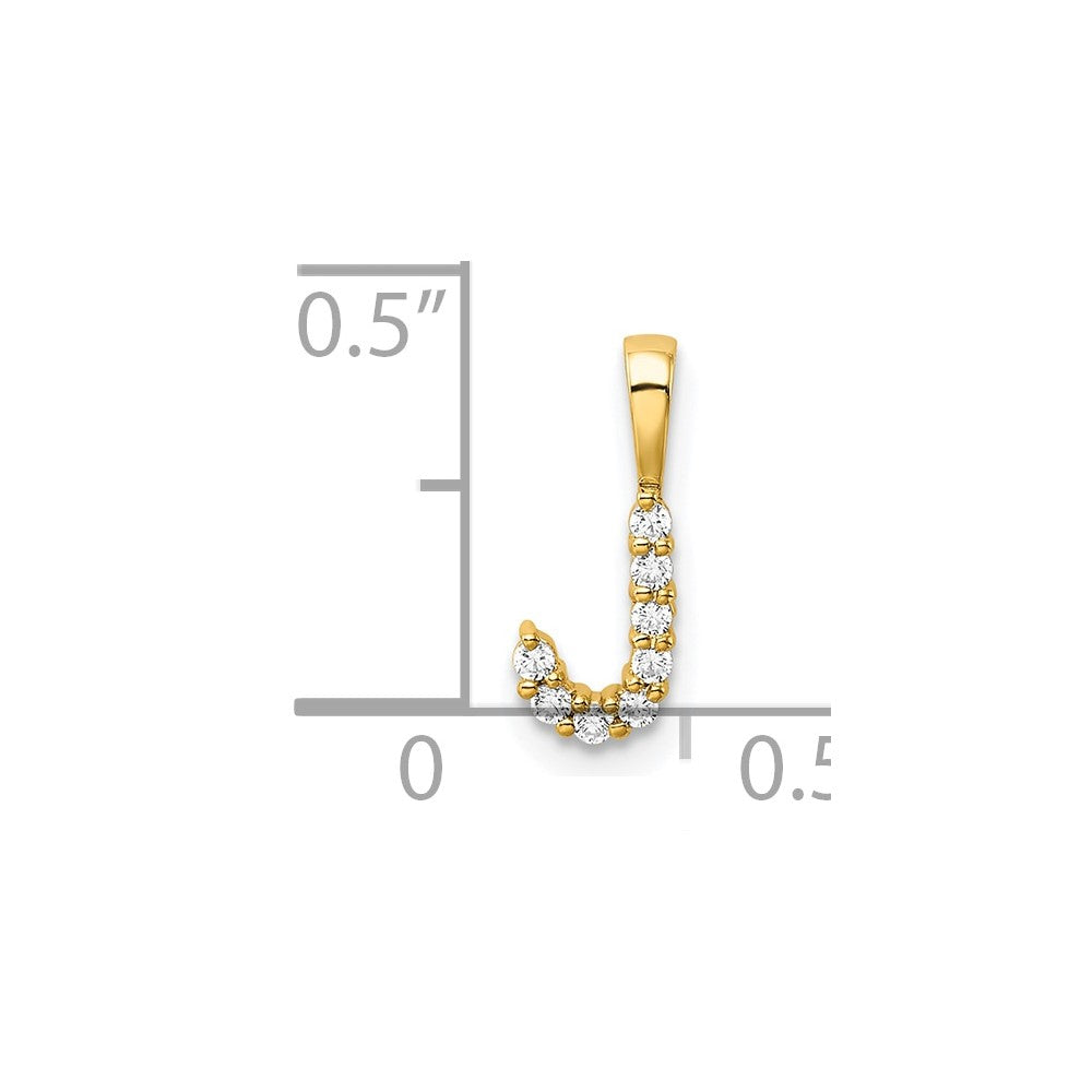 14k Yellow Gold 1/10 Ct. Lab Grown Diamond VS/SI+ G+ Letter J Initial Pendant